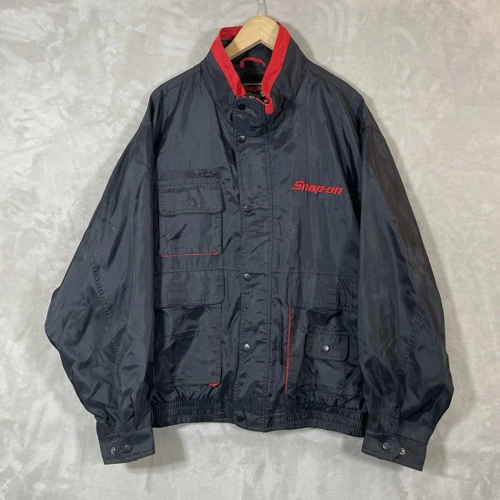 Vtg Snap-on Tool Jacket Men XL Utility Cargo Mechanic Bomber Biker Nylon Y2K 90s